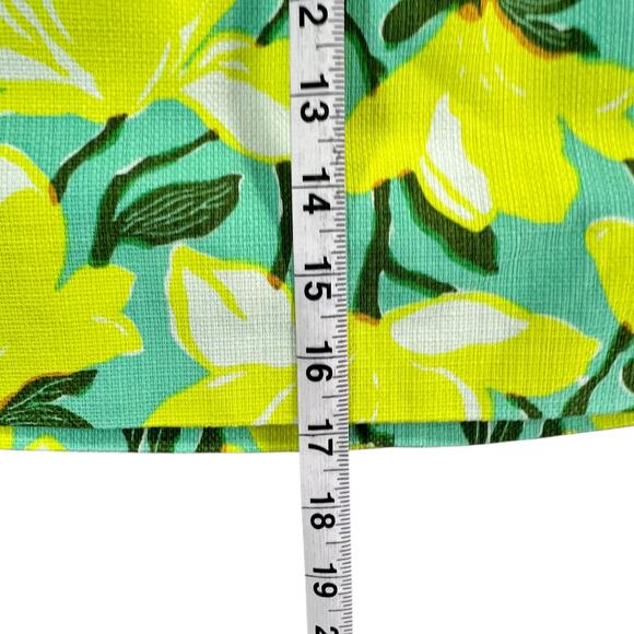 J Crew Mini Skirt Womens 8 Green Yellow Daffodil Basketweave Textured Pockets - Picture 9 of 13